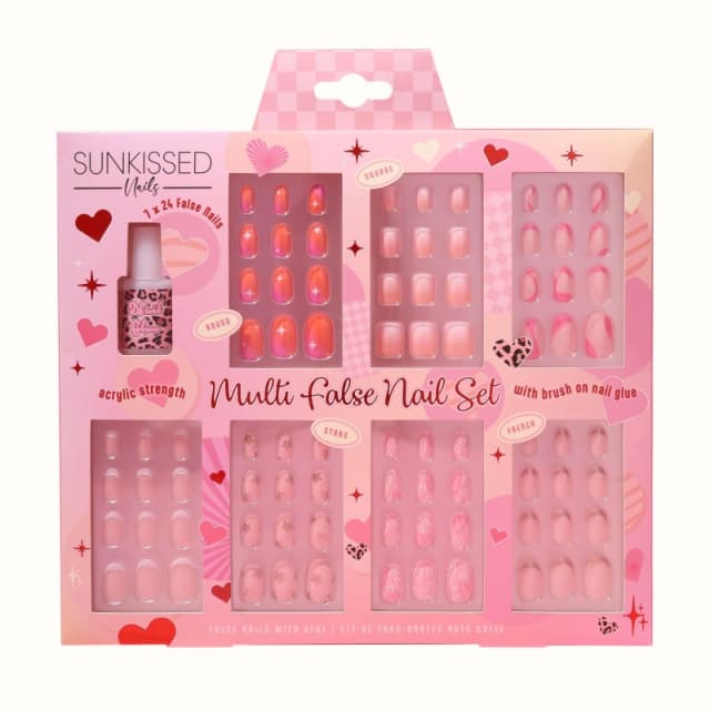 Be You Sunkissed Abstract Print Glue On False Nail Set - Pink Pink One Size