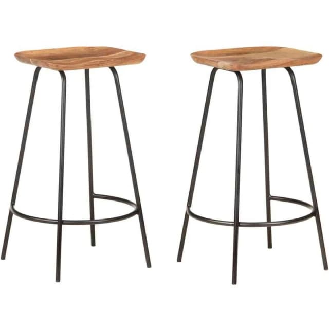 VIDAXL Bar Stools 2 pcs Solid Acacia Wood Vidaxl 8720286200971