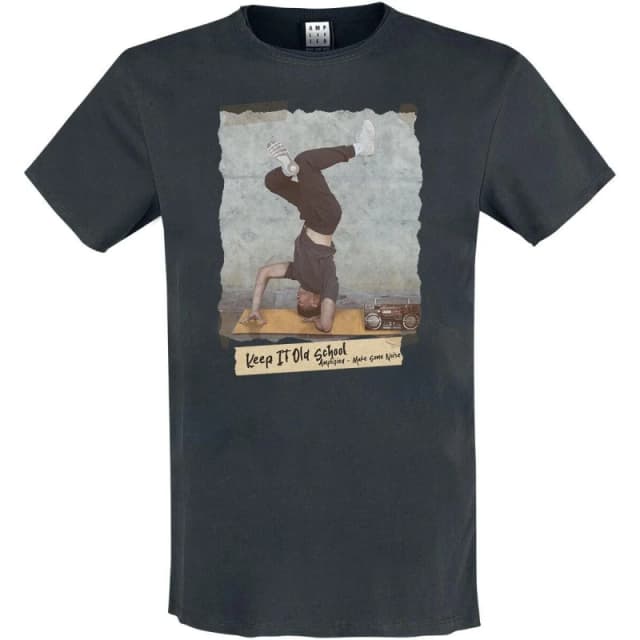 Amplified Amplified Men Keep It Old School T-Shirt in Charcoal Size: Small Charcoal S Male 5063470409013