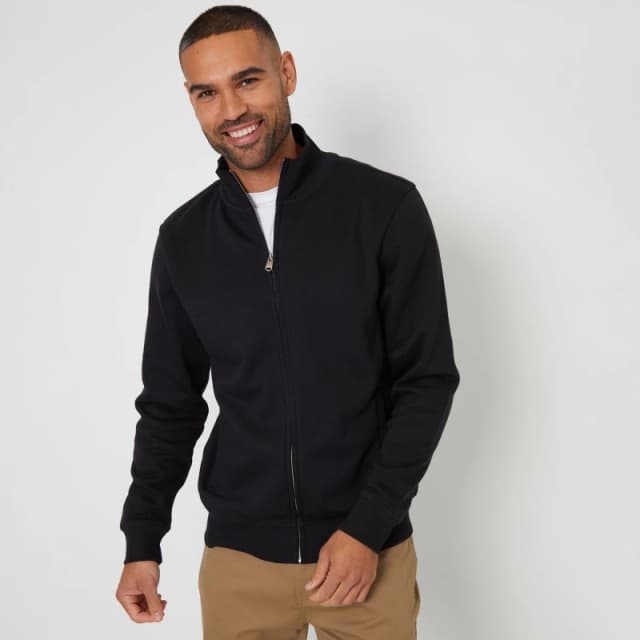 Threadbare Threadbare Men 'Lynne' Funnel Neck Zip Through Sweatshirt in Black Size: Small Black S Male 7625914452153