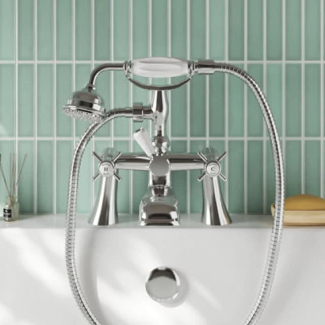 nuie Beaumont 1/2" Bath Shower Mixer w/ Shower Kit - Chrome, Silver I304X