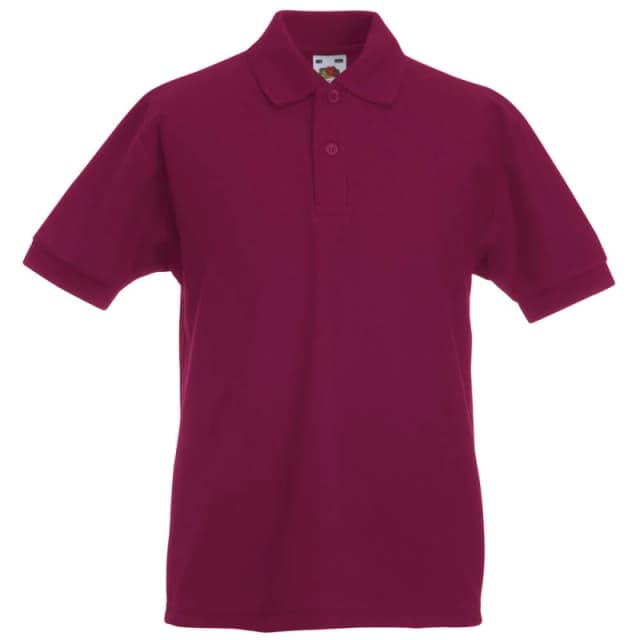 Fruit of the Loom Pique Short-Sleeved Polo Shirt in Burgundy Size: 12-13 Years Burgundy Unisex 12-13 Years