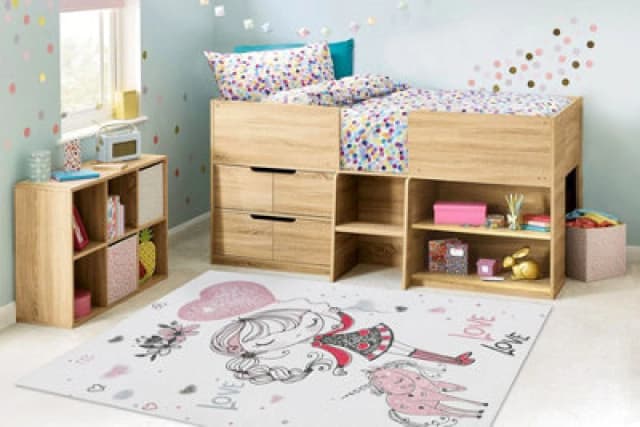 RugsX Bambino 2644 Washing Carpet Little Girl, Unicorn For Children Anti Slip - White / 80X150 Cm