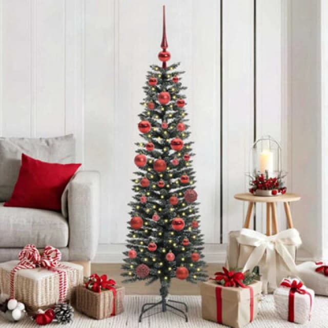 vidaXL Artificial Christmas Tree with 150 LEDs, Red Balls Green 43 x 43 x 150 cm, Green 3395928
