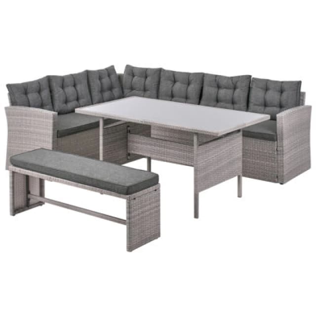 Beliani Garden Lounge Set With Table 8 Seater Viterbo With Cushions Pe Rattan Grey