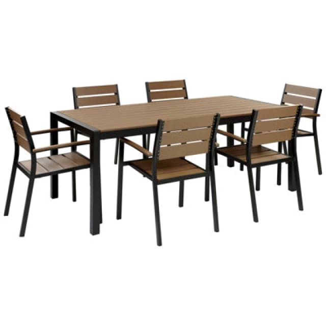 Beliani Garden Dining Set 6 Seater Vernio Brown/ Black