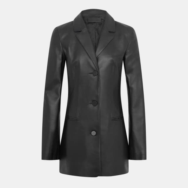 Off White Womens Genuine Leather Tailored Fit Leather Jacket Black/White female 4 (3XS)