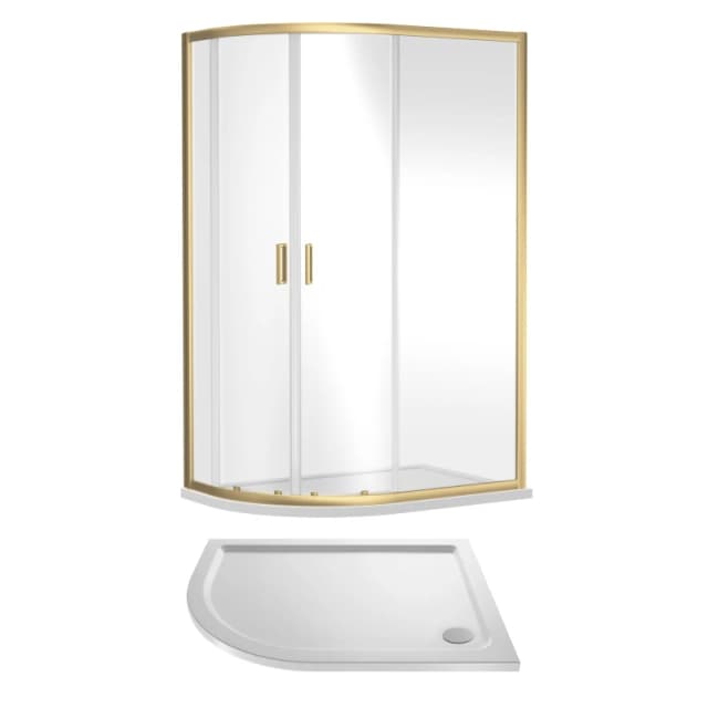 Balterley Ruwa Offset Quad Shower Suite LH, 1200 x 800mm Tray & Enclosure Brass in Metallics Metallics Unisex