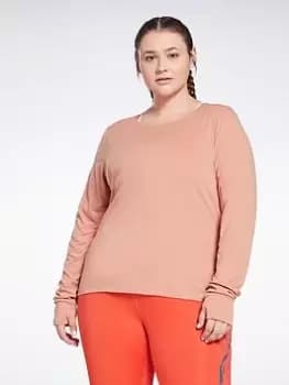 Reebok Workout Ready Supremium Long-sleeve Top T-long-sleeve Top (plus Size), Red, Size 1X, Women