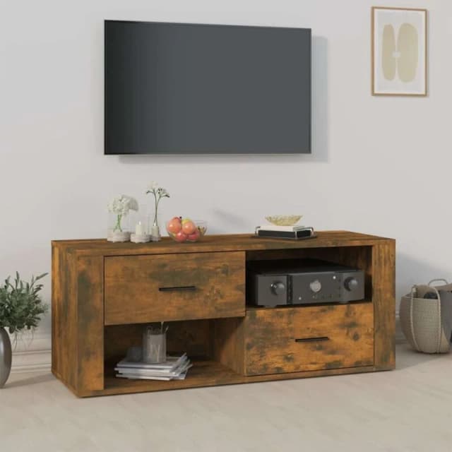Vidaxl TV Cabinet Smoked Oak 100X35X40 Cm Engineered Wood, Brown 823104