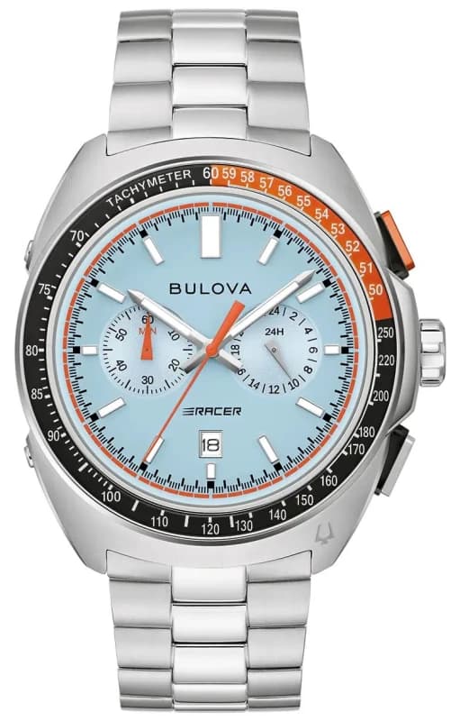Bulova 98B432 Racer Chronograph (42mm) Textured Light Blue Watch