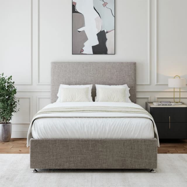 Bedmaster Bedmaster Linen 2 Drawer Divan Base And Plain Headboard in Light Grey Size: Double Light Grey Double Unisex 9505231172423
