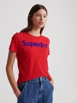Superdry Flock T-Shirt - Red, Size 8, Women