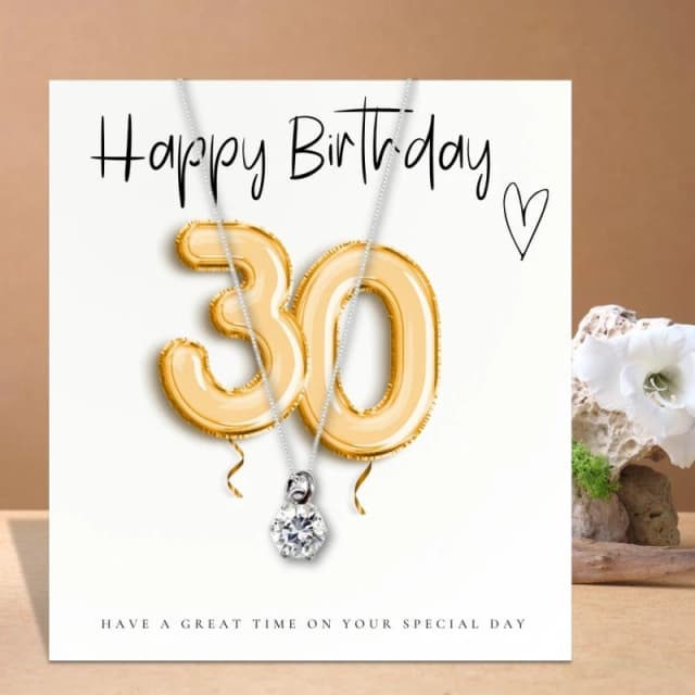 Aye Do Gifts 30th Birthday Balloons Message Card & Necklace Silver female 16