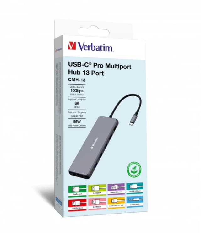 Verbatim CMH-13 USB-C Pro 13 Port Multiport Hub 32153 Silver