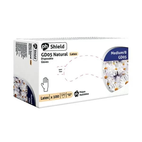Ph Shield Shield Powder-Free Latex Gloves Medium Natural (Pack of 100) GD05 GD05 - M