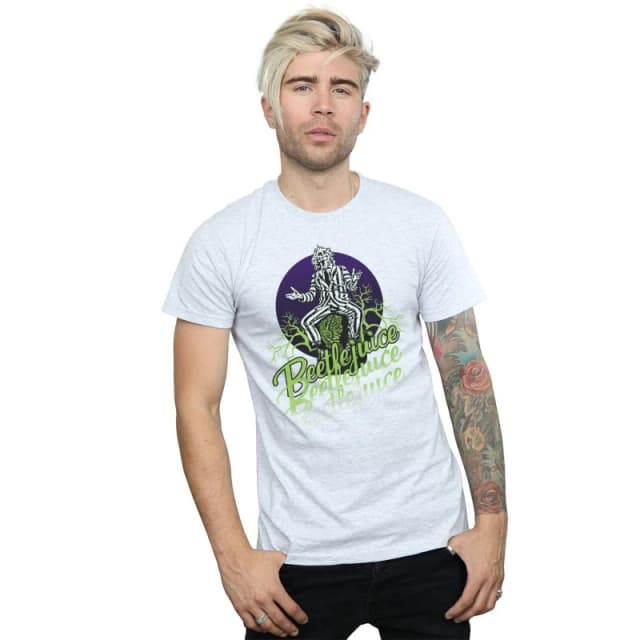 Beetlejuice Beetlejuice Men Faded Pose T-Shirt in Grey Size: Small Grey S Male 5057864034004