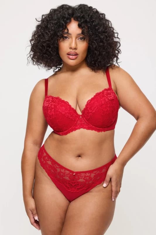 Ann Summers Sexy Lace Padded Plunge Bra Red