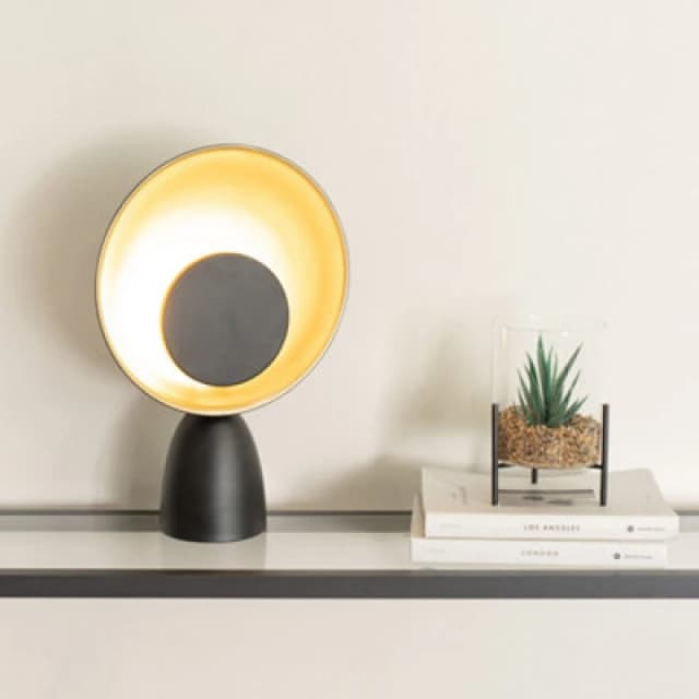 ValueLights Saffy Metal Integrated LED Metallic Shade Table Lamp Black