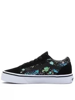 Vans Old Skool Cosmic Glow Younger Trainer, Black, Size 1 Older