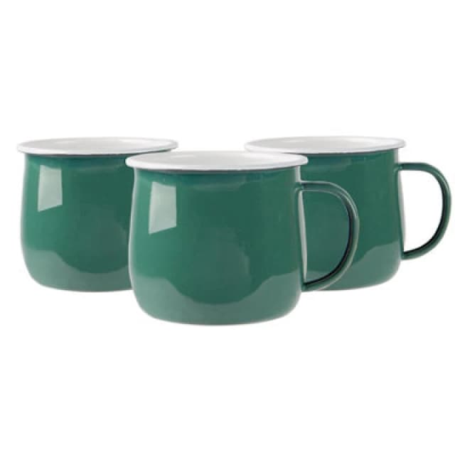 Argon Tableware Coloured Enamel Belly Mugs - 375Ml - Green - Pack Of 6
