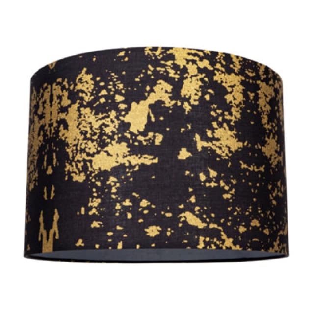 Happy Homewares Modern Black Cotton Fabric Lamp Shade With Gold Foil Decor For Table Or Ceiling