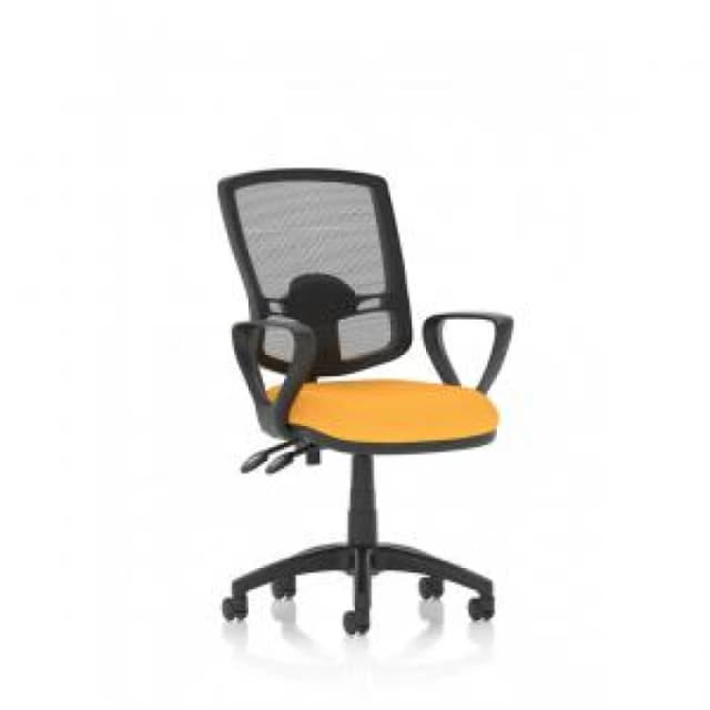 Eclipse Eclipse Plus II Lever Task Operator Chair Mesh Back Deluxe With Bespoke Colour Seat With loop Arms in Senna Yellow KCUP1624