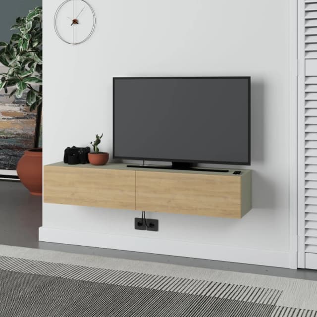 Decortie Francy' Modern TV Unit with Storage TV Cabinet 135cm in Light Oak Size: 1 Pack Light Oak Unisex 1 Pack