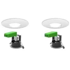 4lite WiZ Connected Smart LED Fire Rated Downlight IP20 GU10 Matt White WiFi/BLE Twin Pack, Matt White