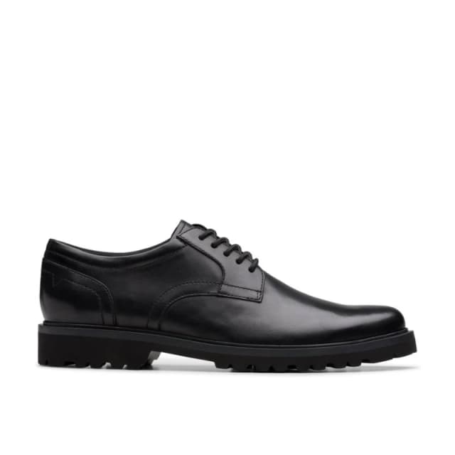 Clarks Mens Berwick Lace Black Leather Derby Shoes, Lace Up Size: 6-Standard Fit Black Male 6-Standard Fit