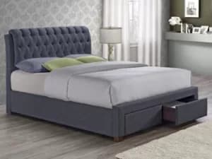Birlea Valentino 5ft King Size Charcoal Upholstered Fabric 2 Drawer Bed Frame