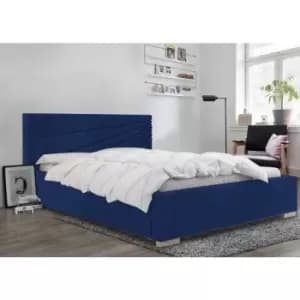 Fenna Upholstered Beds - Plush Velvet, Double Size Frame, Blue - Blue