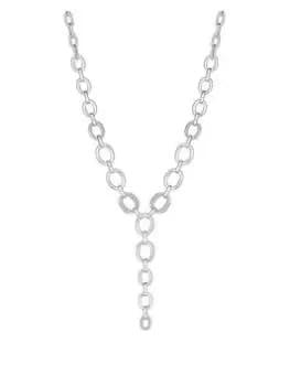 Mood Silver Crystal Fine Chain Y Drop Necklace
