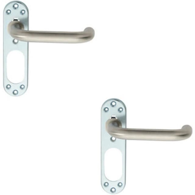 Loops 2x PAIR Safety Lever on Steel Inner Backplate 168mm Door Handle Satin Steel Metallics