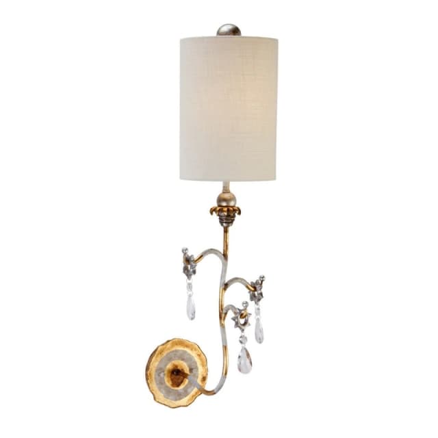Loops Table Lamp Gold & Cream Stripes Tapered Shades Hanging Crystals LED E27 60W Multi