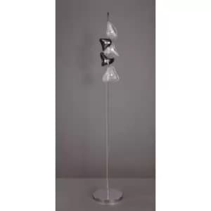 Otto 5-light G4 floor lamp, polished chrome / frosted glass / Black glass