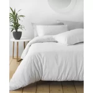 Linen Yard Linear Duvet Cover Set (Double) (White/Grey)