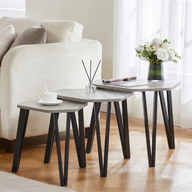Lassic Vida Designs Brooklyn Nest of 3 Tables Grey unisex Set of 3