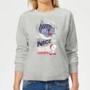 Looney Tunes Tweety Pie Pussy Cat Womens Christmas Sweatshirt - Grey - 3XL