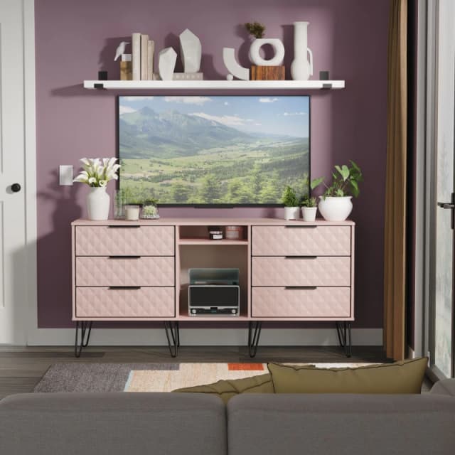 Ready Assembled 2 U Islay 6 Drawer Sideboard (Ready Assembled) in Dusty Pink Dusty Pink Unisex