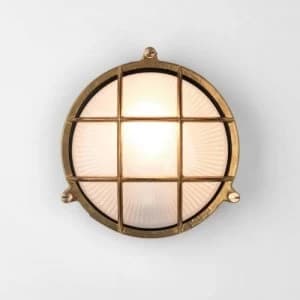 1 Light Outdoor Bulkhead Wall Light Natural Brass IP44, E27