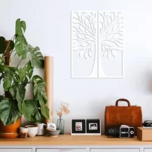 A?aç 2 White Decorative Wooden Wall Accessory