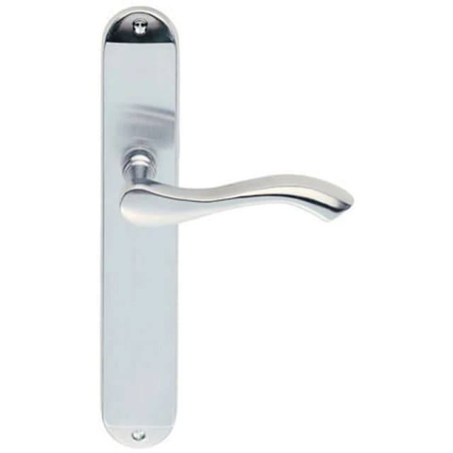 Loops PAIR Curved Handle on Long Slim Latch Backplate 241 x 40mm Satin Chrome Multi