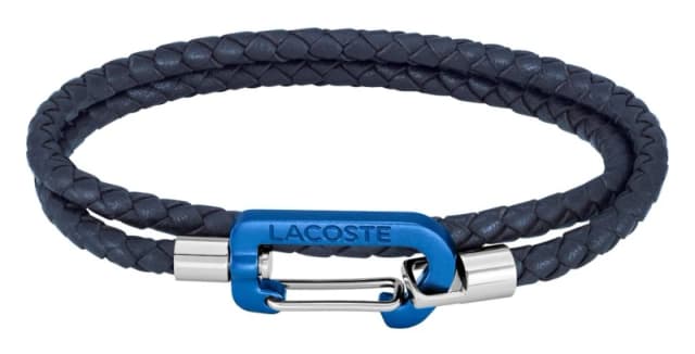 Lacoste 2040315 CARABINER Navy Blue Leather Bracelet Jewellery