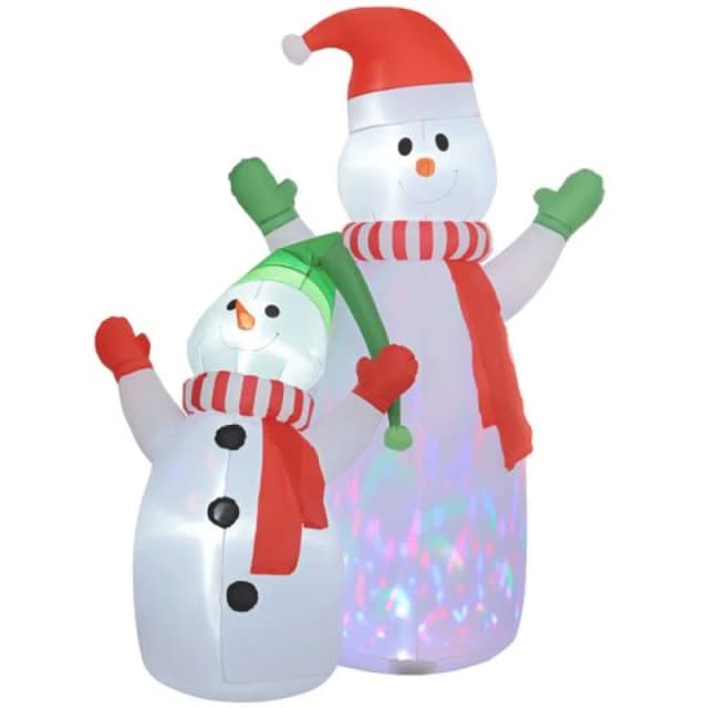 Outsunny 8ft Christmas Inflatable Snowman With Rotating Colorful LED Light, White 844-938V70WT
