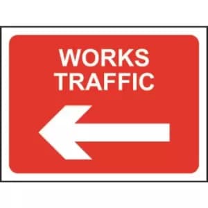Zintec 1050 x 750mm Works Traffic Left Road Sign with Frame