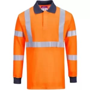 Modaflame Mens RIS Anti Static Flame Resistant Long Sleeve Polo Shirt Orange M