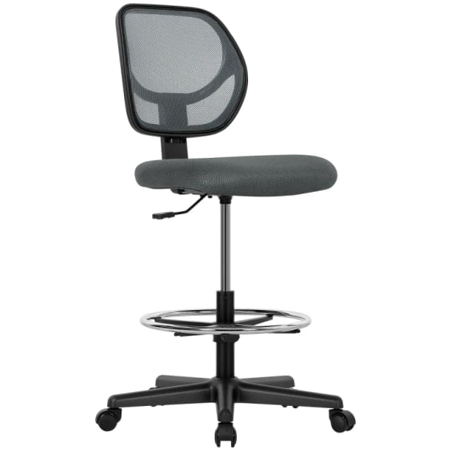 VINSETTO VINSETTO Swivel Mesh Office Chair w/ Adjustable Footrest Ring, Charcoal Grey Charcoal One Size Unisex 5063603049048