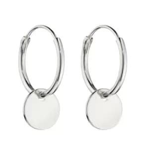 Sterling Silver Round Disc Circle Charm 10mm Hoop Earrings