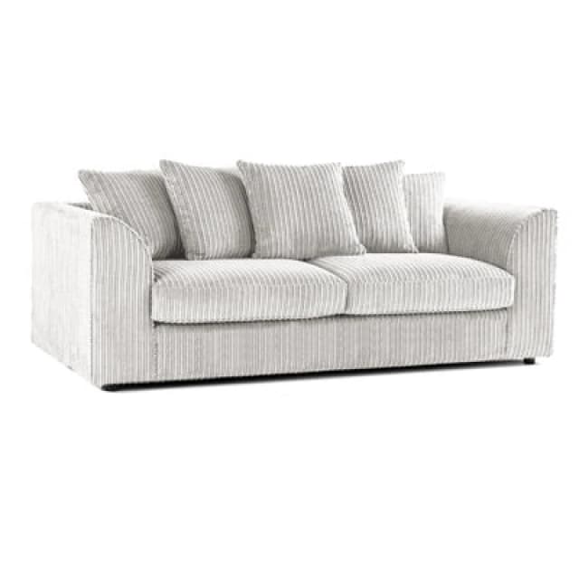 Furnishings For Less UK Luxor Jumbo Cord Silver Fabric 3 Seater Sofa